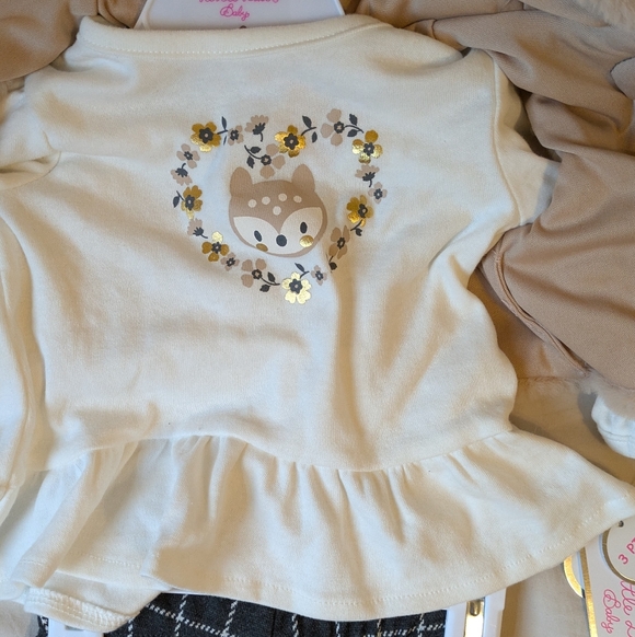 Little Lass Cream and Tan Baby Outfit NWT - Picture 4 of 6